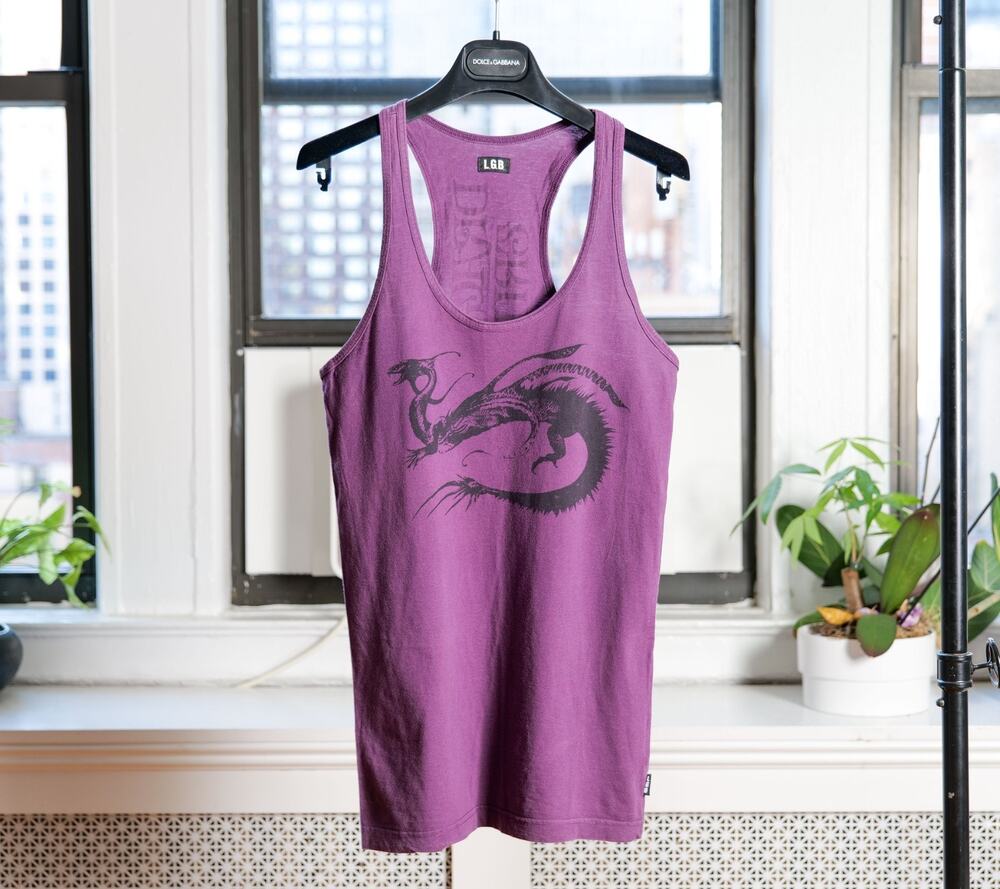 L.G.B. Le Grand Bleu Purple Dragon Trip Graphic Racerback Tank Top (Size 1)